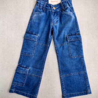 Jean ancho cargo doble