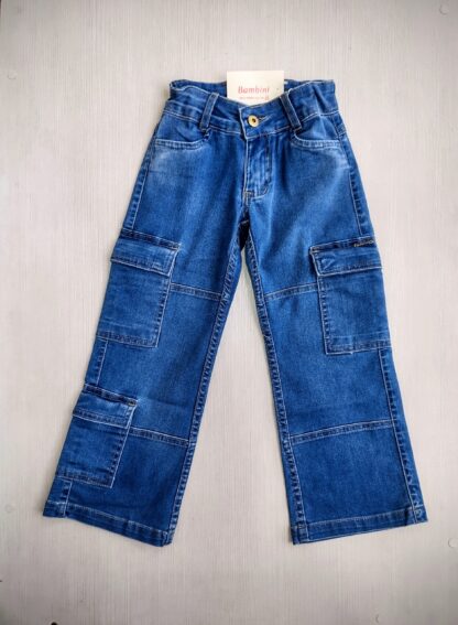 Jean ancho cargo doble