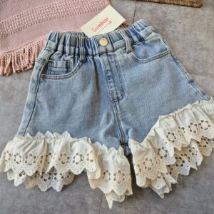 Short jean broderie