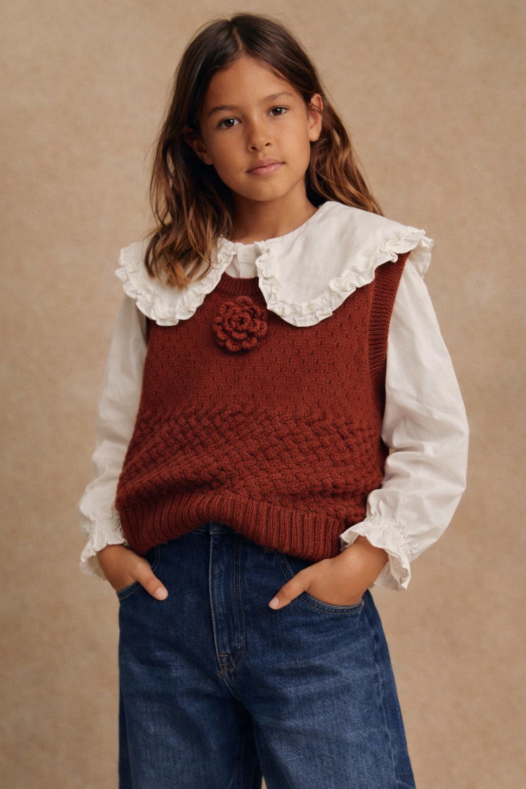 Chaleco flor bordó - Imagen 4