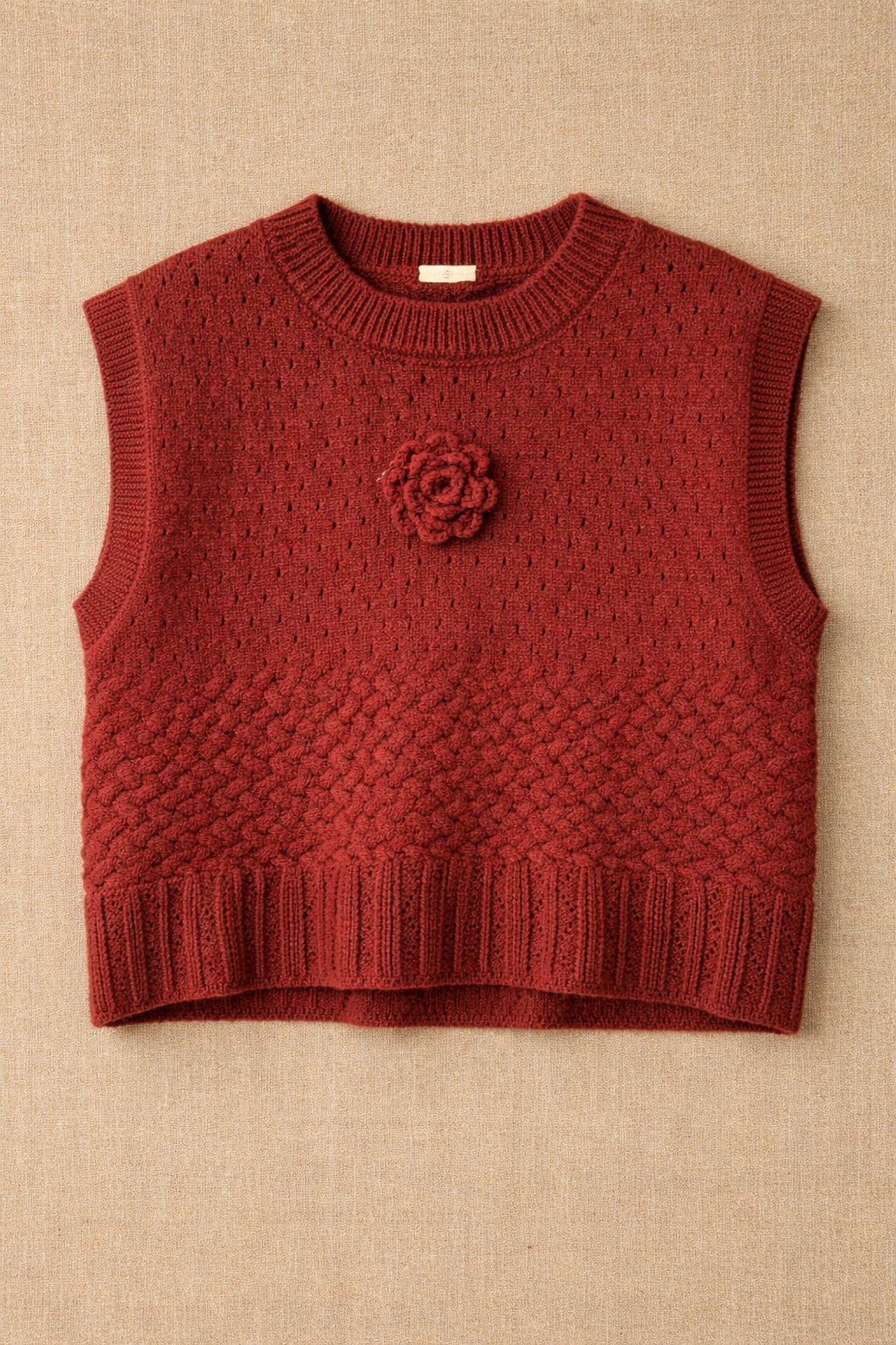 Chaleco flor bordó - Imagen 2