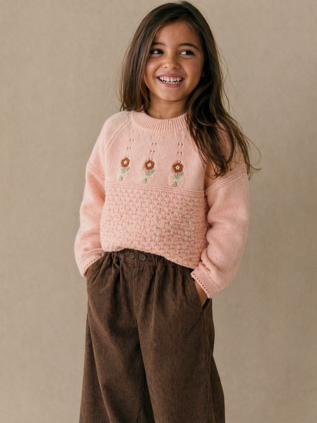 Sweater brown daisy