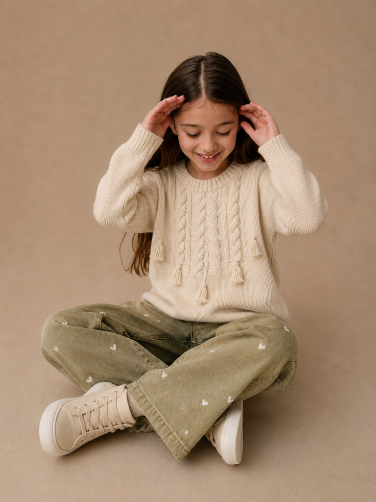 Sweater Trenzas con Borlas