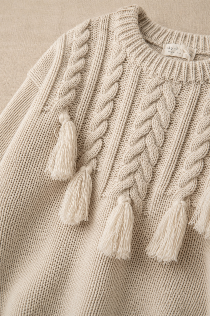 Sweater Trenzas con Borlas