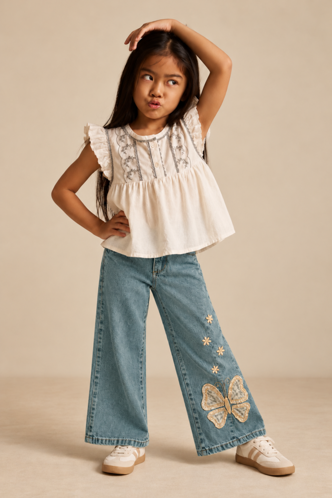 Jean Wide Leg Butterfly