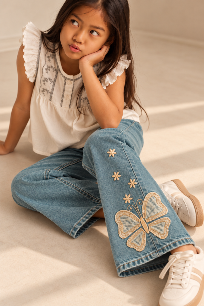 Jean Wide Leg Butterfly